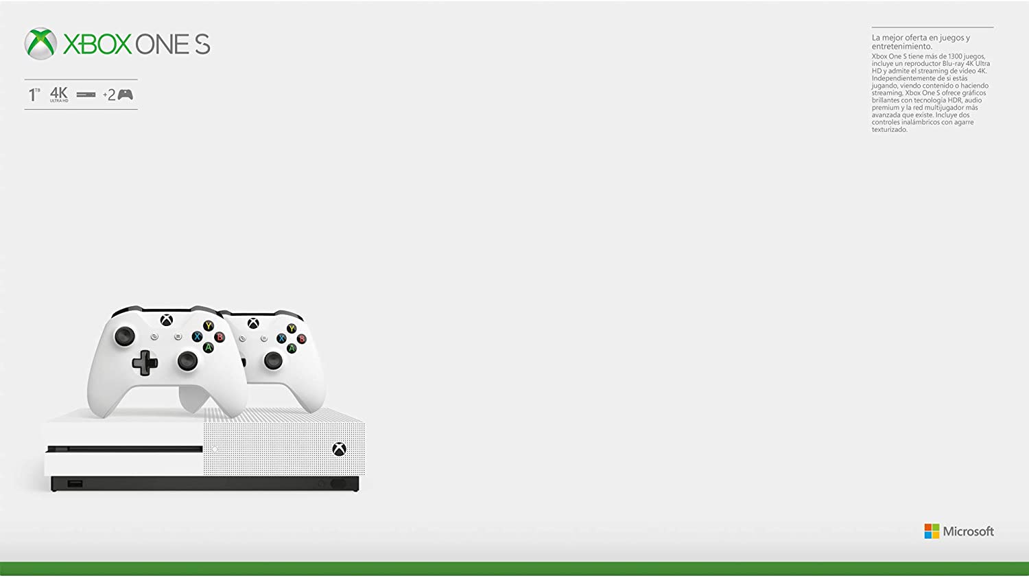 Xbox One S de 1 TB con 2 Controles
